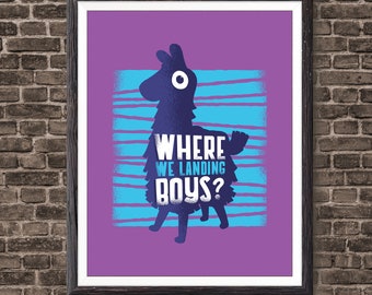 Fortnite Poster Etsy | Fortnite plansch Fortnite Poster Etsy - llama !   gaming print art poster print game poster gaming wall art gamer gift